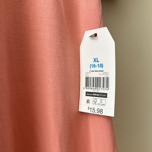 Time and Tru Light Pink Side Slit V-Neck Dress Size XL 16-18 - Picture 8 of 12